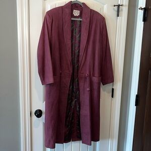 purple/mauve suede leather vintage trench coat Whimsigoth boho dark romantic S